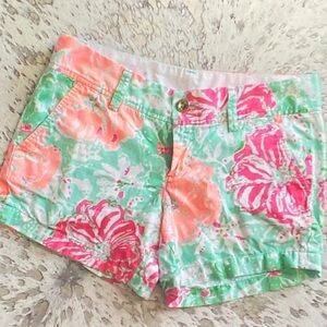 Lilly Pulitzer Pink and Green Floral Shorts